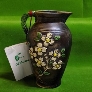 Vintage Legend Of The Dogwood Small Pottery Pitcher Vessel With Original Tags